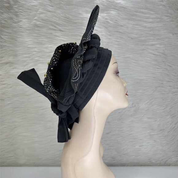 African Headwrap Women Headband Polyester Black Adjustable for Weddings Parties